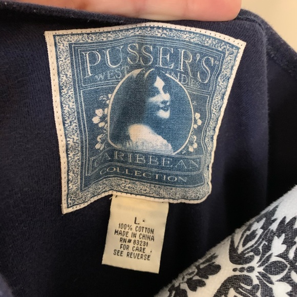 Pushers West Indies, women’s short sleeved, navy sailing shirt, size Lg. - Picture 7 of 11